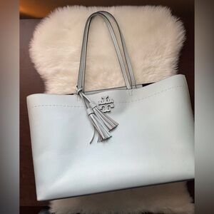 Tory Burch Light Blue Leather Tote Bag